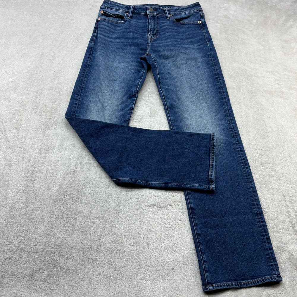 American Eagle Jeans Mens 30x34 Blue Dark Indigo Airflex+ Straight Stretch Denim